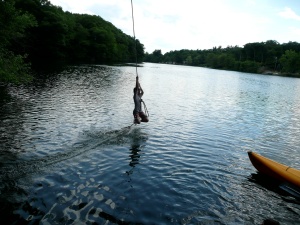 rope into lake